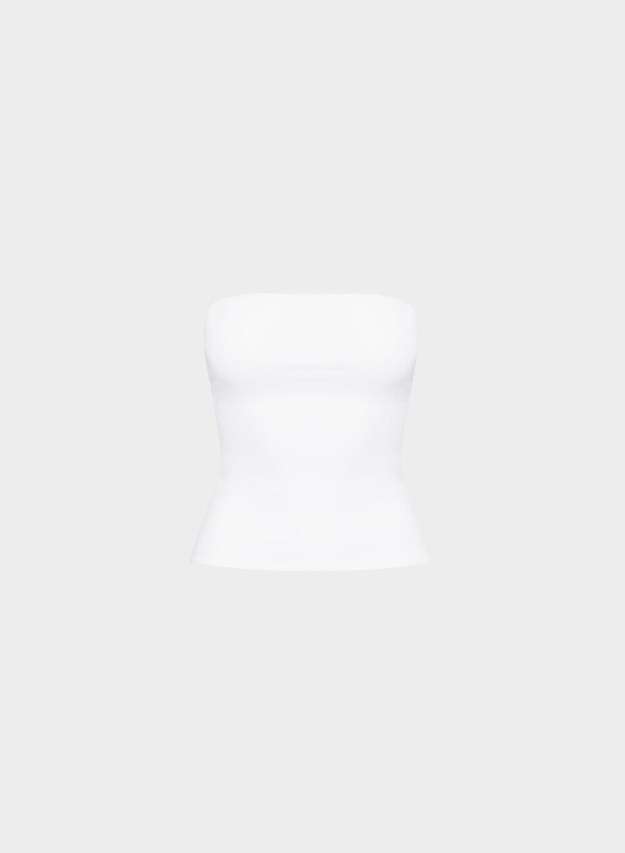 top a tubino casual con scollo a v e fianchi alti bianco