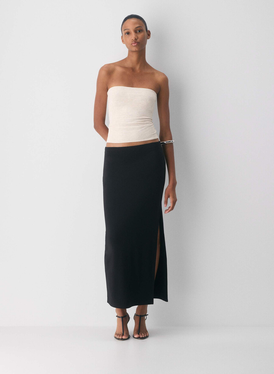 top a tubino casual con scollo a v e fianchi alti heather light oatmea