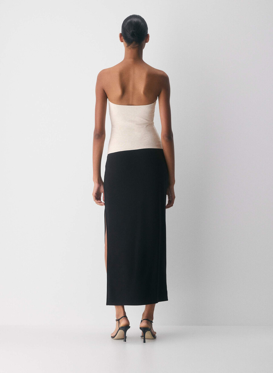 top a tubino casual con scollo a v e fianchi alti heather light oatmea