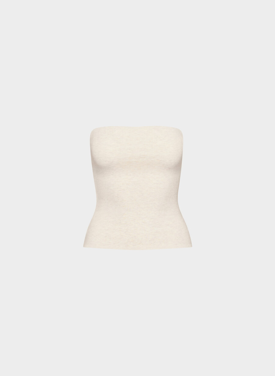 top a tubino casual con scollo a v e fianchi alti heather light oatmea