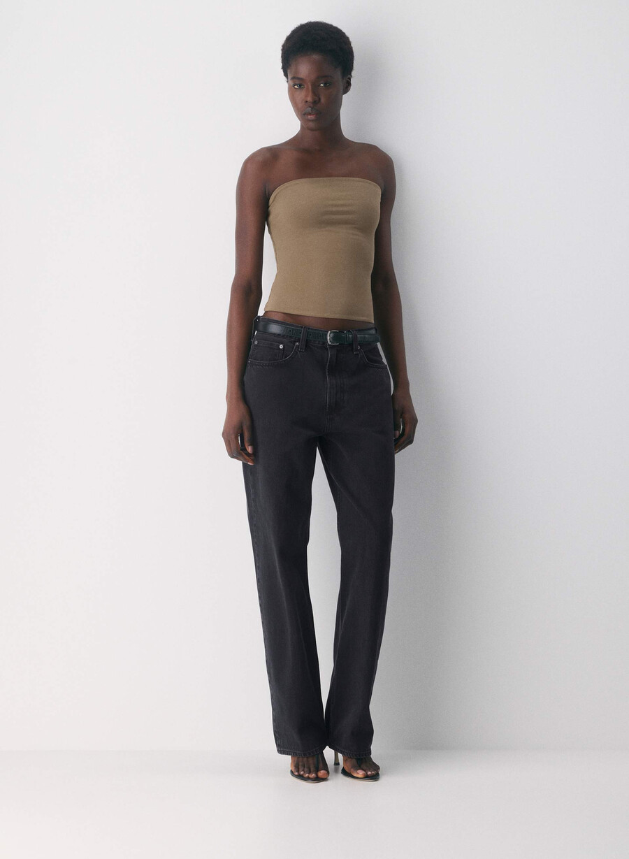 top a tubino casual con spalline alte folio brown