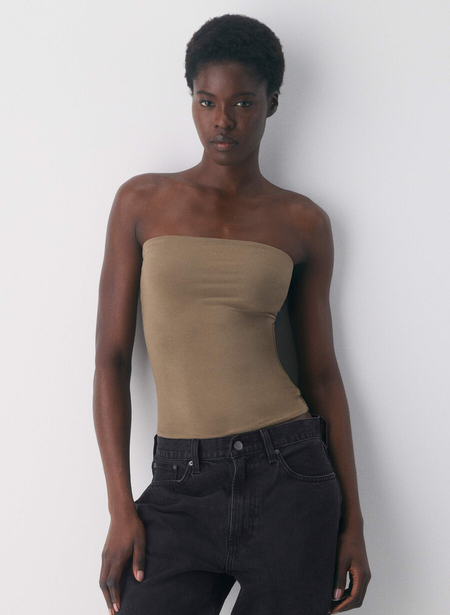 top a tubino casual con spalline alte folio brown