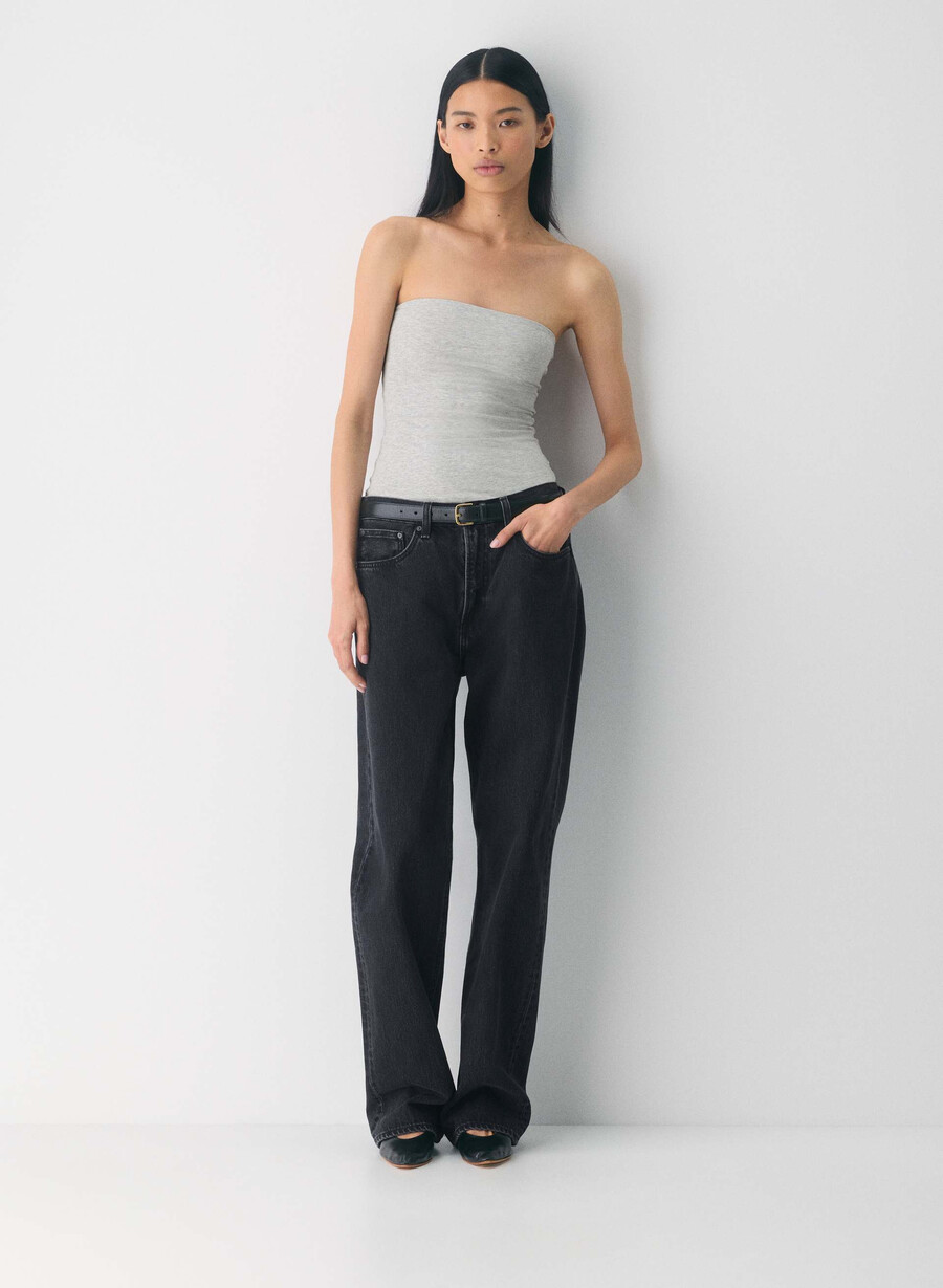 top a tubino casual con fianchi alti heather chrome
