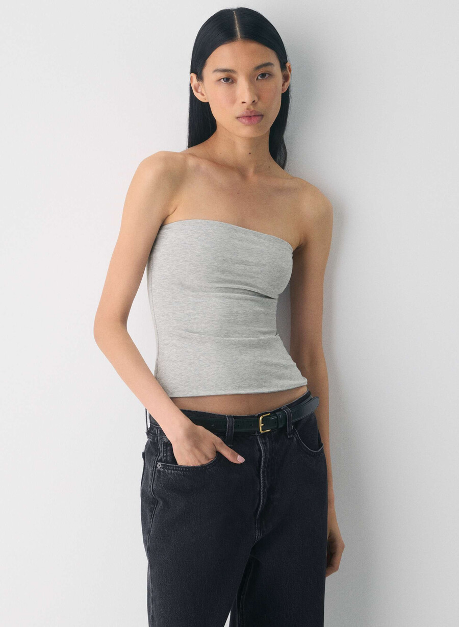 top a tubino casual con fianchi alti heather chrome