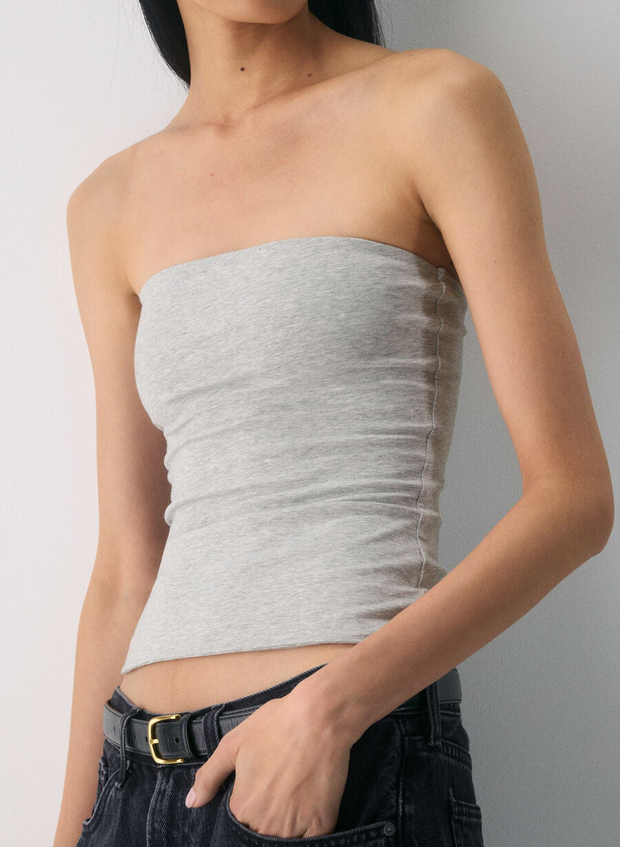 top a tubino casual con fianchi alti heather chrome