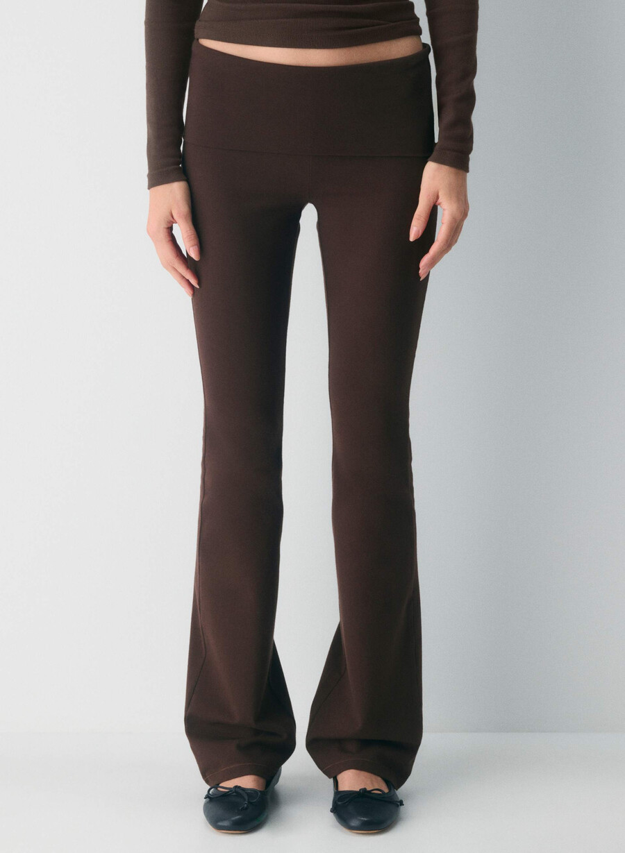 pantaloni homestretch smooth amp foldover rich mocha brown