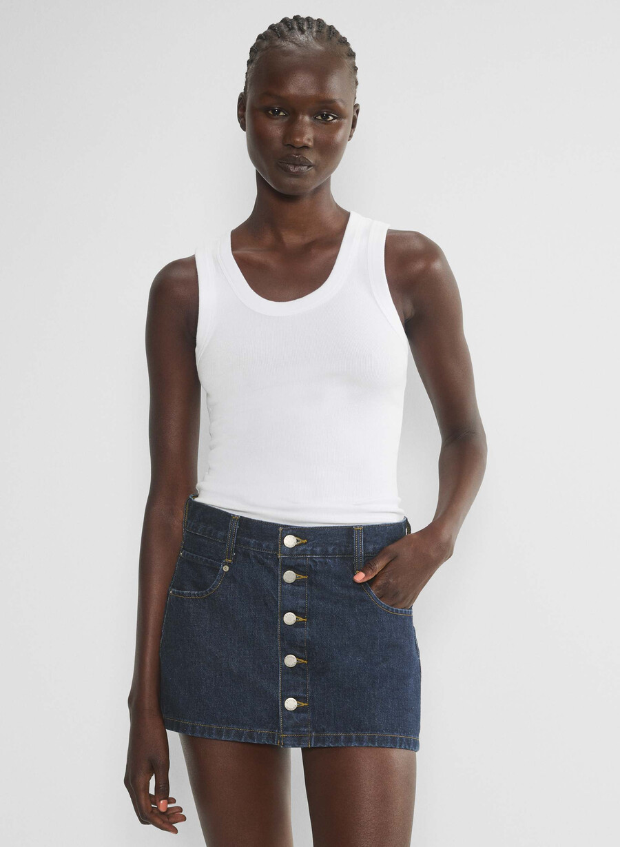 denim forum la gonna in micro denim gisele midnight blu