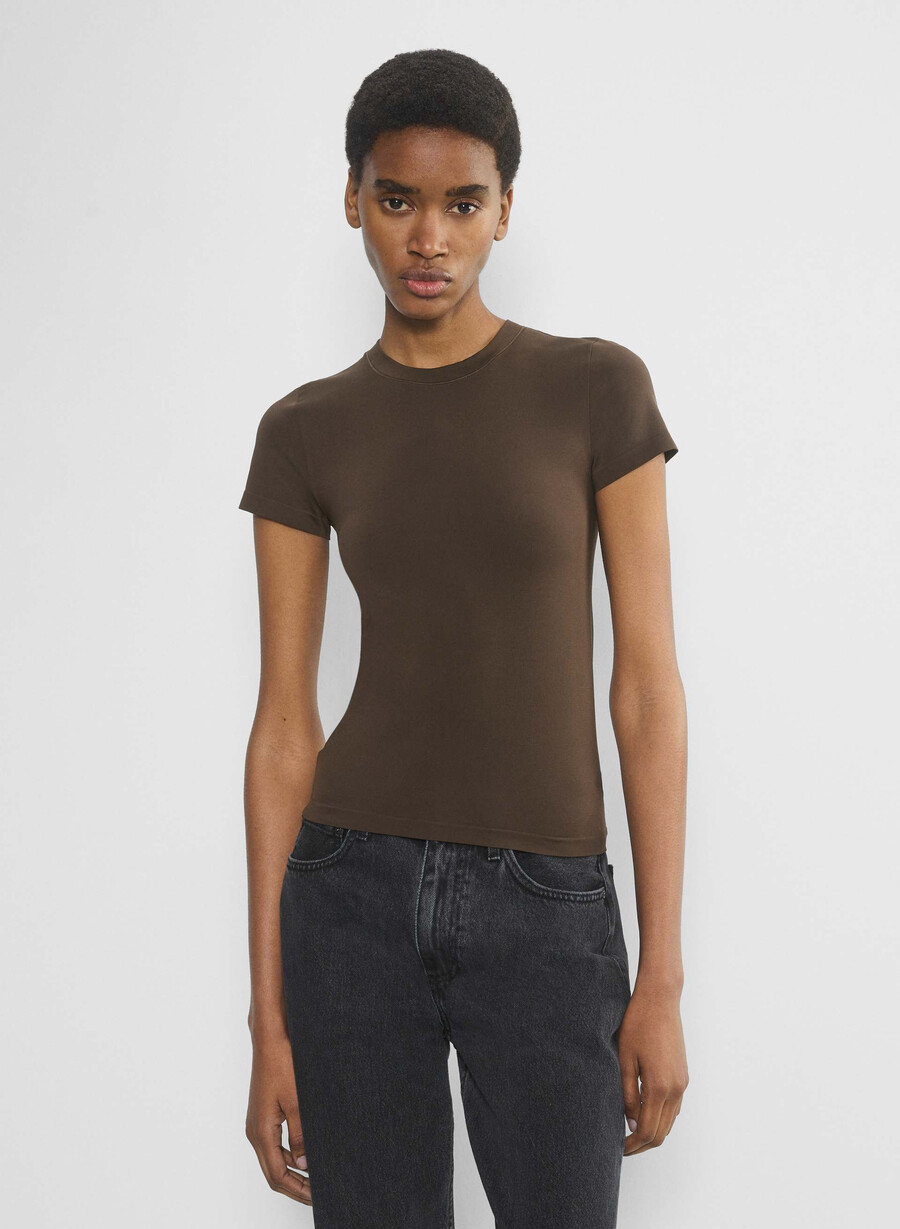 t-shirt willow liscia senza cuciture marrone mocha intenso