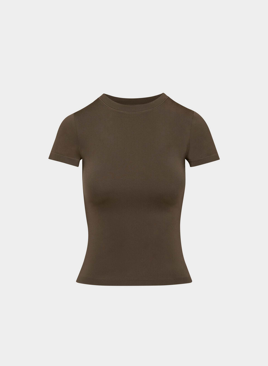 t-shirt willow liscia senza cuciture marrone mocha intenso