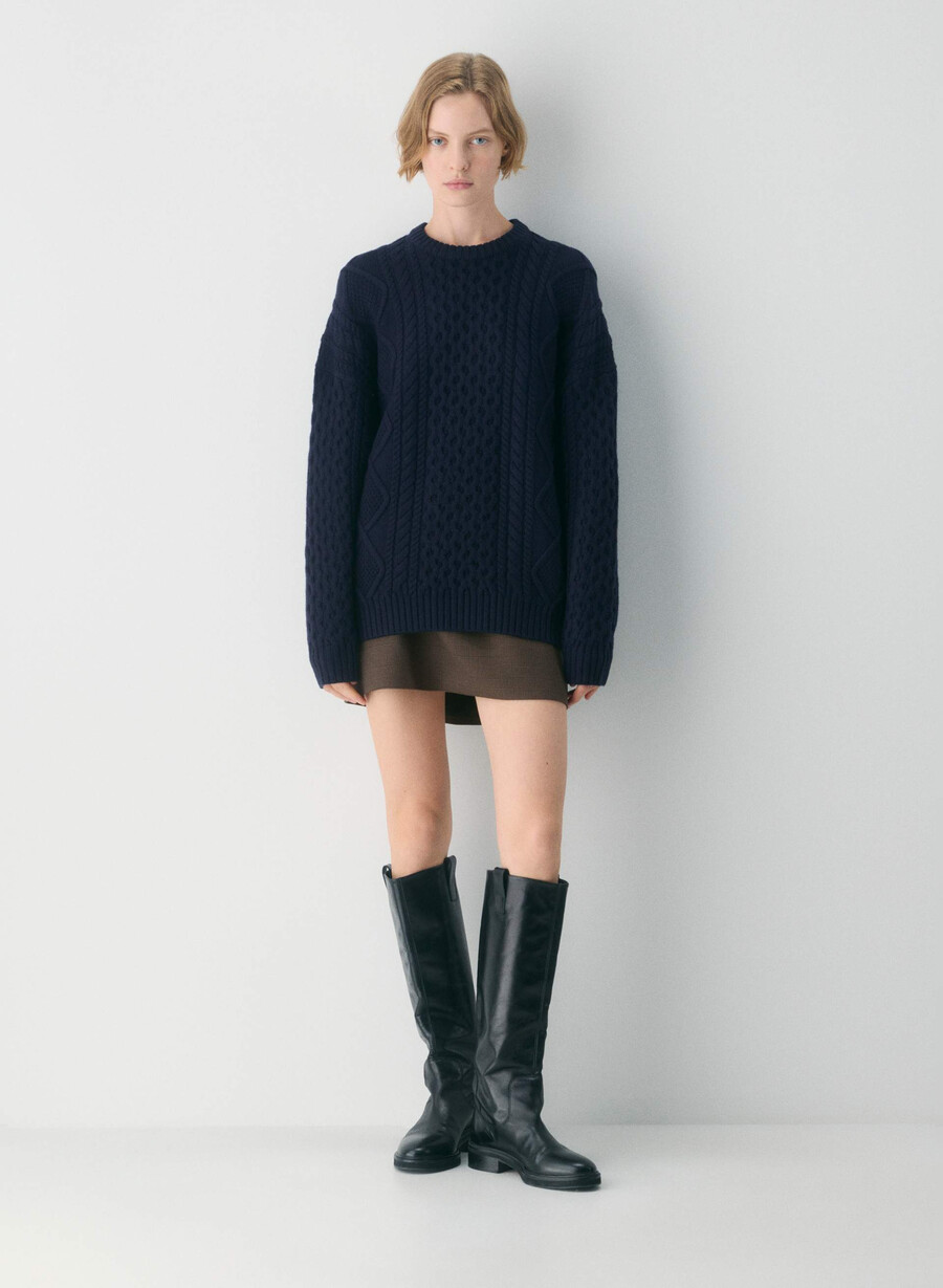 maglione girocollo in lana merino heritage knit admiral