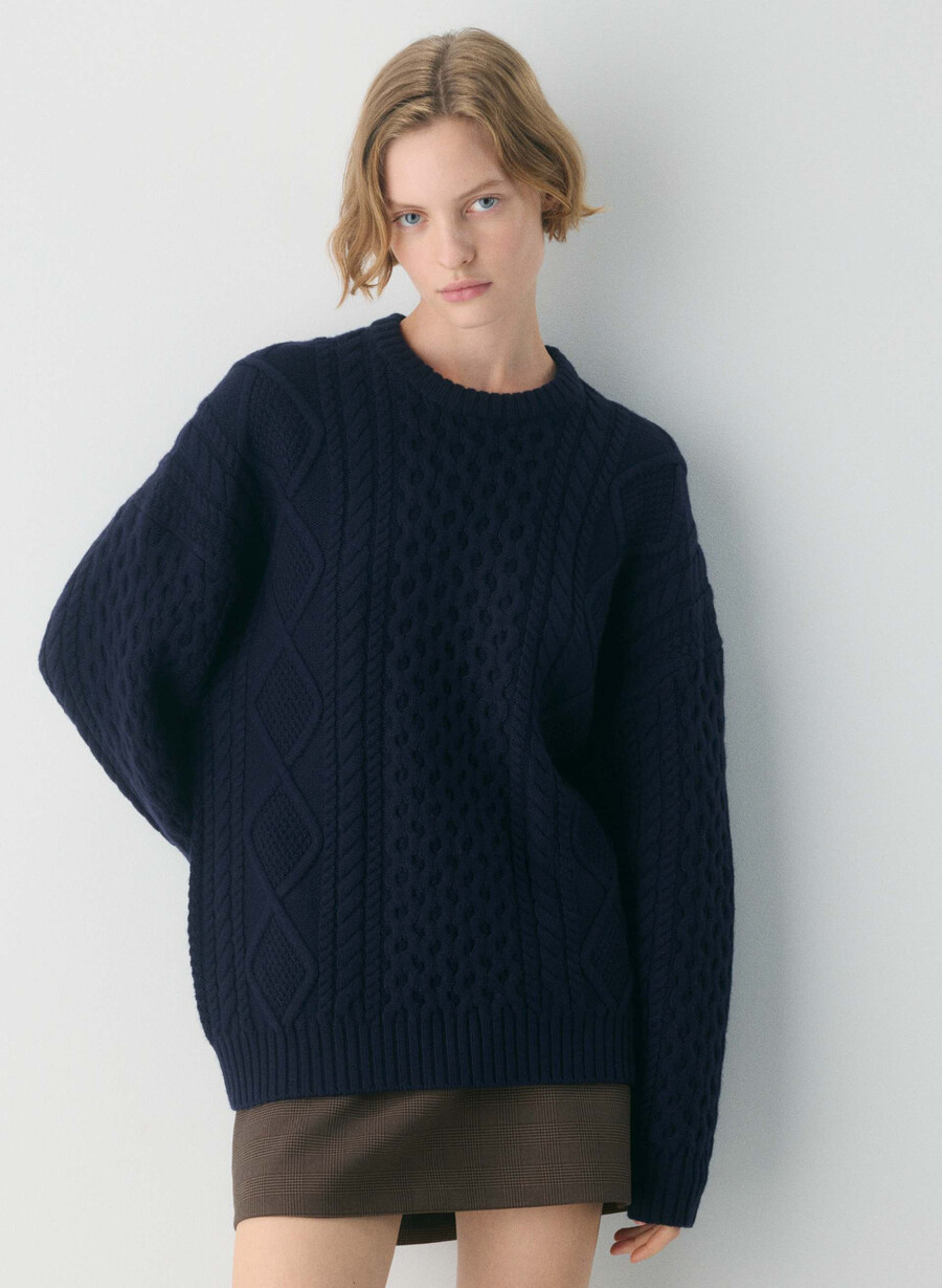 maglione girocollo in lana merino heritage knit admiral