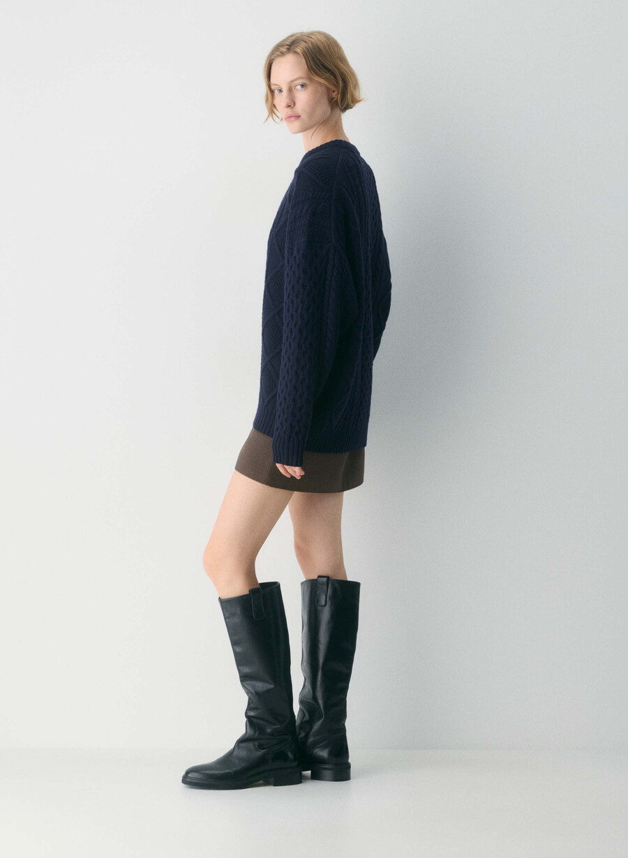 maglione girocollo in lana merino heritage knit admiral