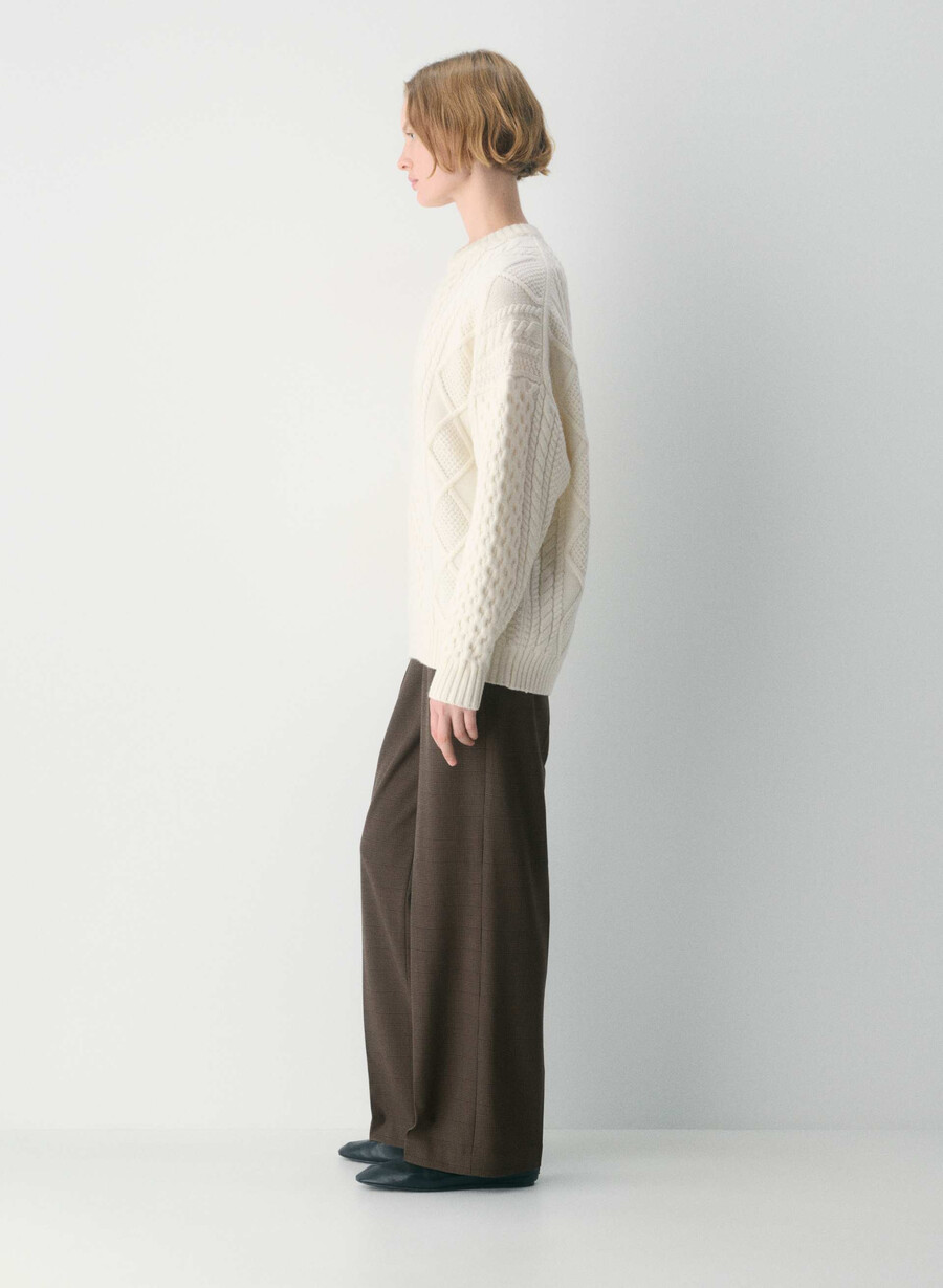 maglione girocollo in lana merino heritage knit whisper white