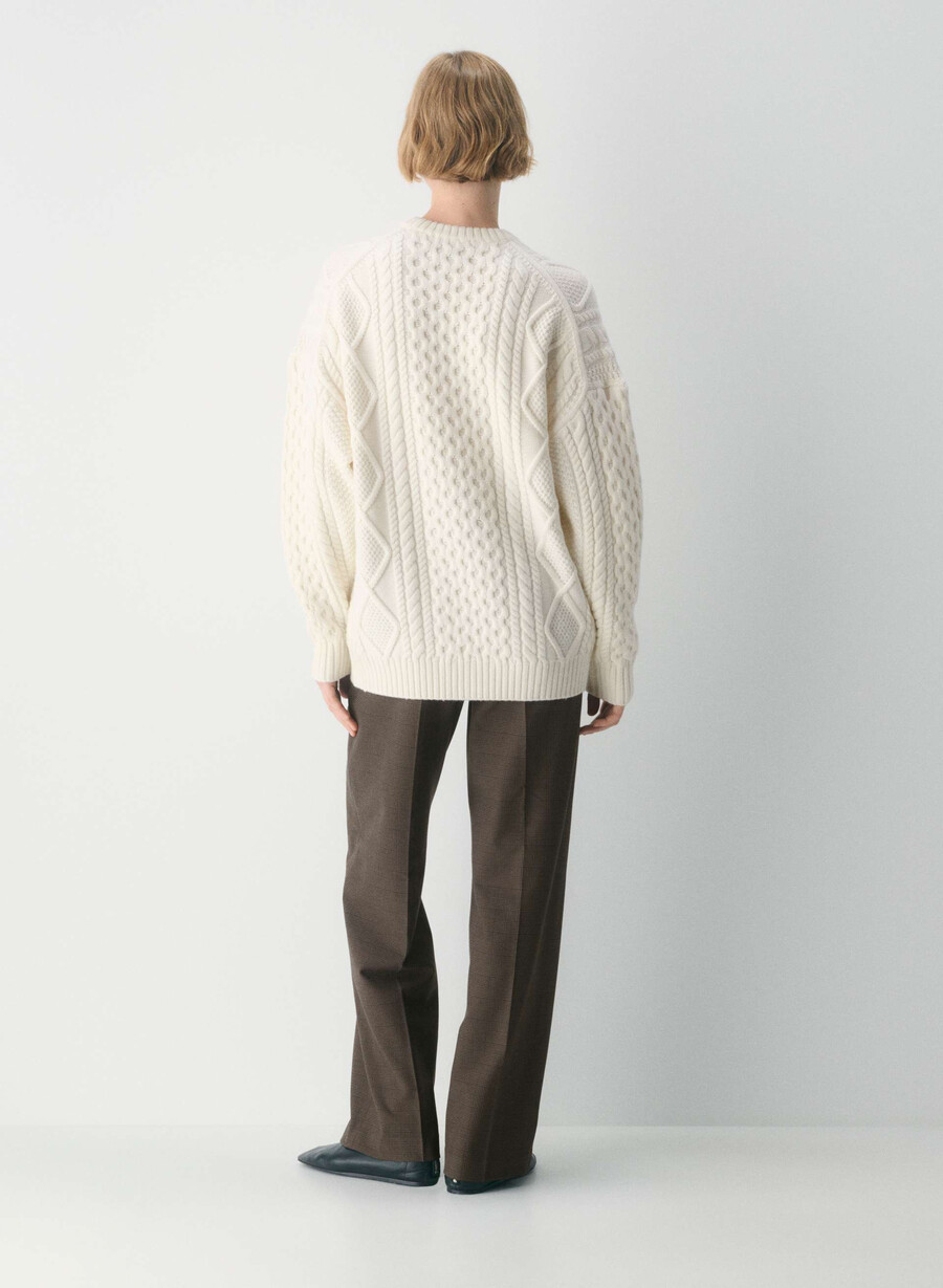 maglione girocollo in lana merino heritage knit whisper white