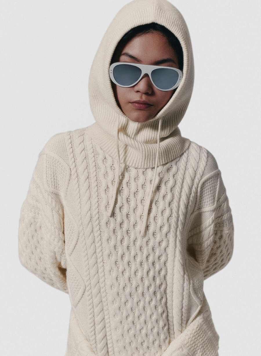 maglione girocollo in lana merino heritage knit whisper white