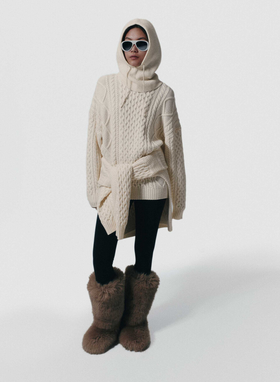 maglione girocollo in lana merino heritage knit whisper white