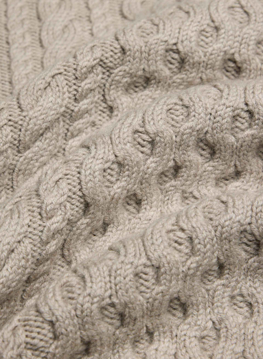 maglione girocollo in lana merino heritage knit heather nomad taupe