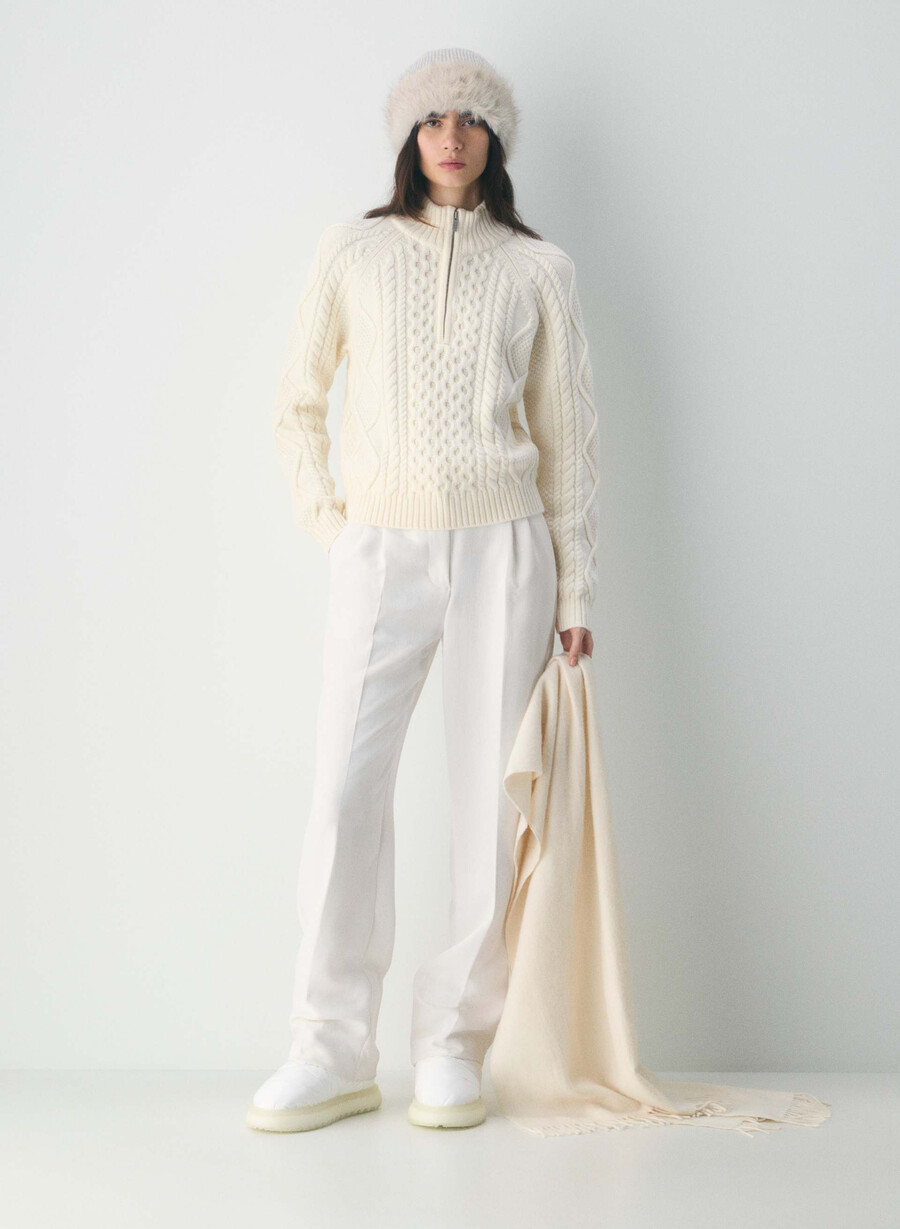 maglione heritage knit in lana merino con cerniera 14 bianco sussurramento