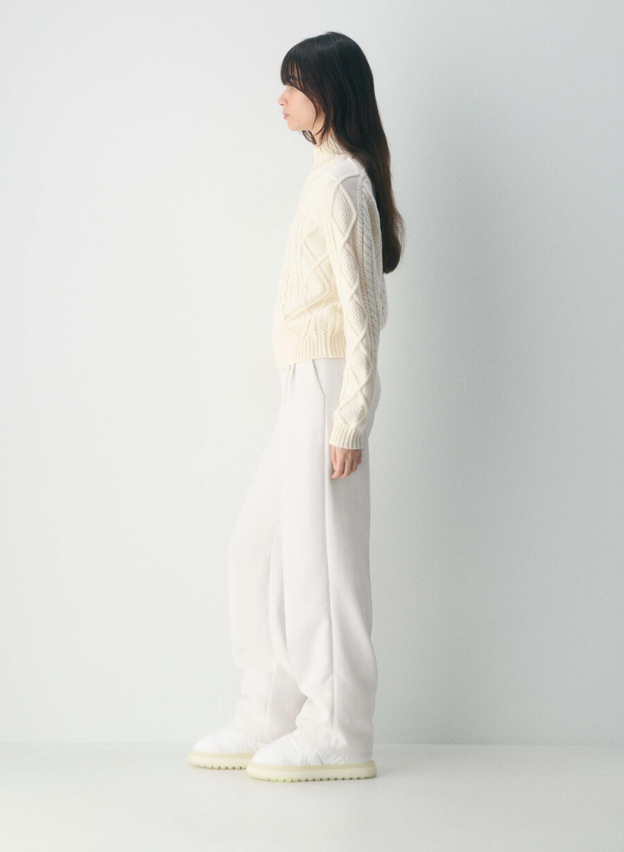 maglione heritage knit in lana merino con cerniera 14 bianco sussurramento