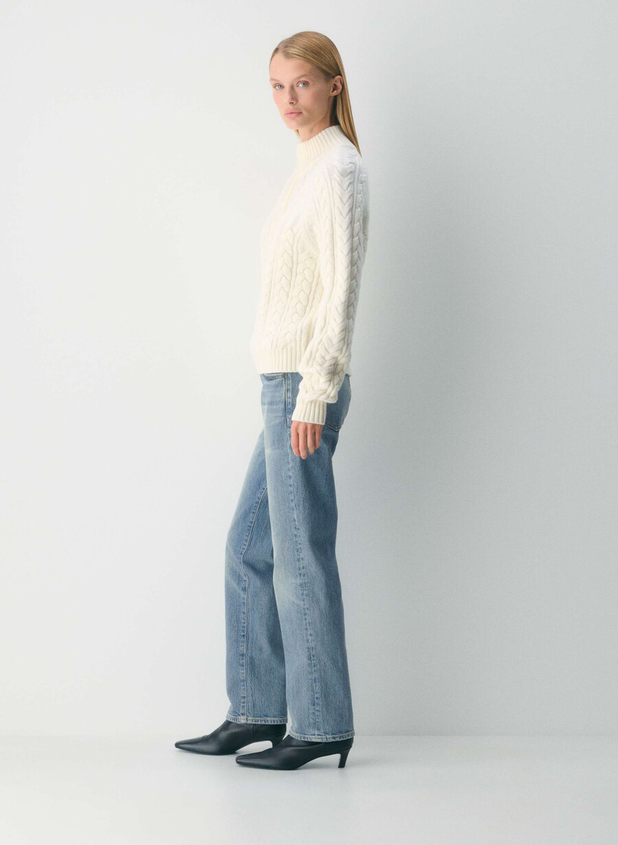 maglione heritage knit in lana merino con cerniera 14 bianco sussurramento