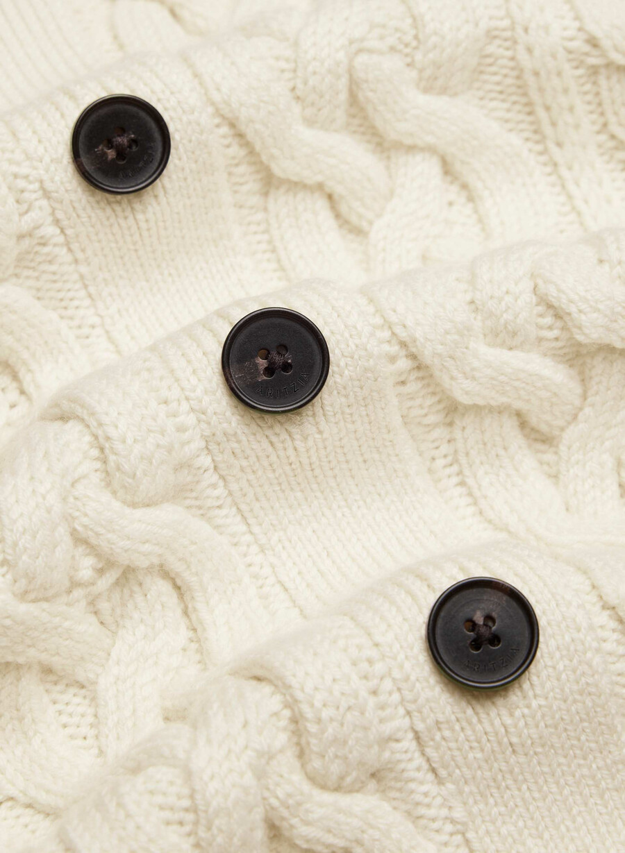 cardigan con scollo a v in lana merino heritage knit rich mocha brown