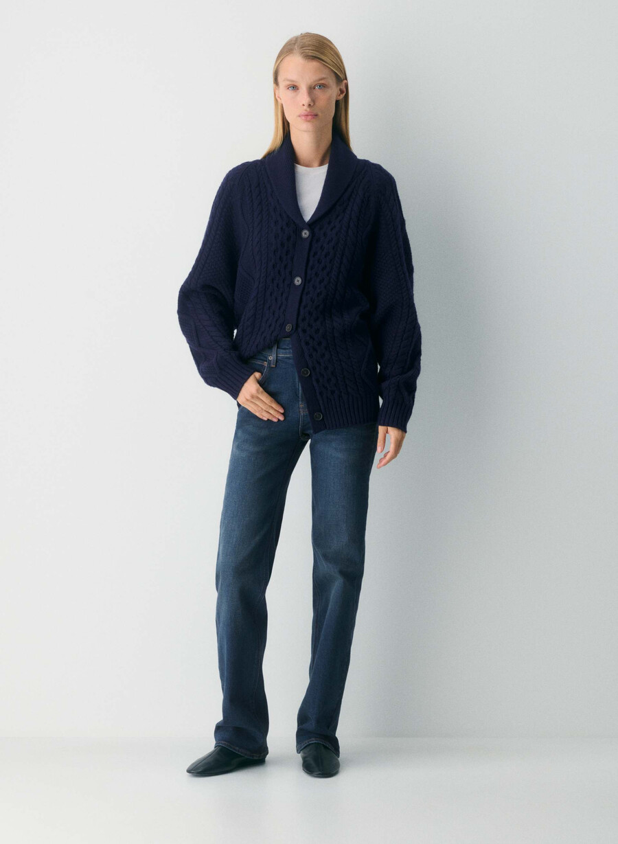 cardigan in lana merino lavorato a maglia heritage admiral