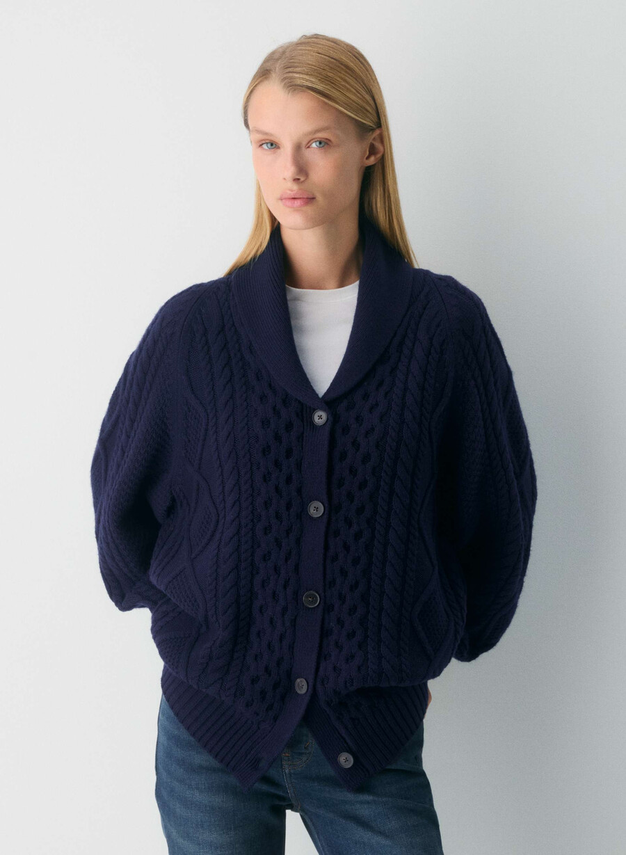 cardigan in lana merino lavorato a maglia heritage admiral