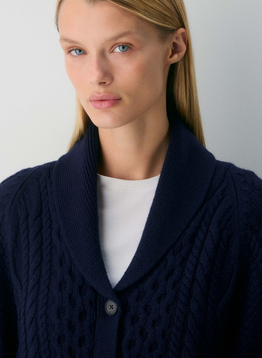 cardigan in lana merino lavorato a maglia heritage admiral