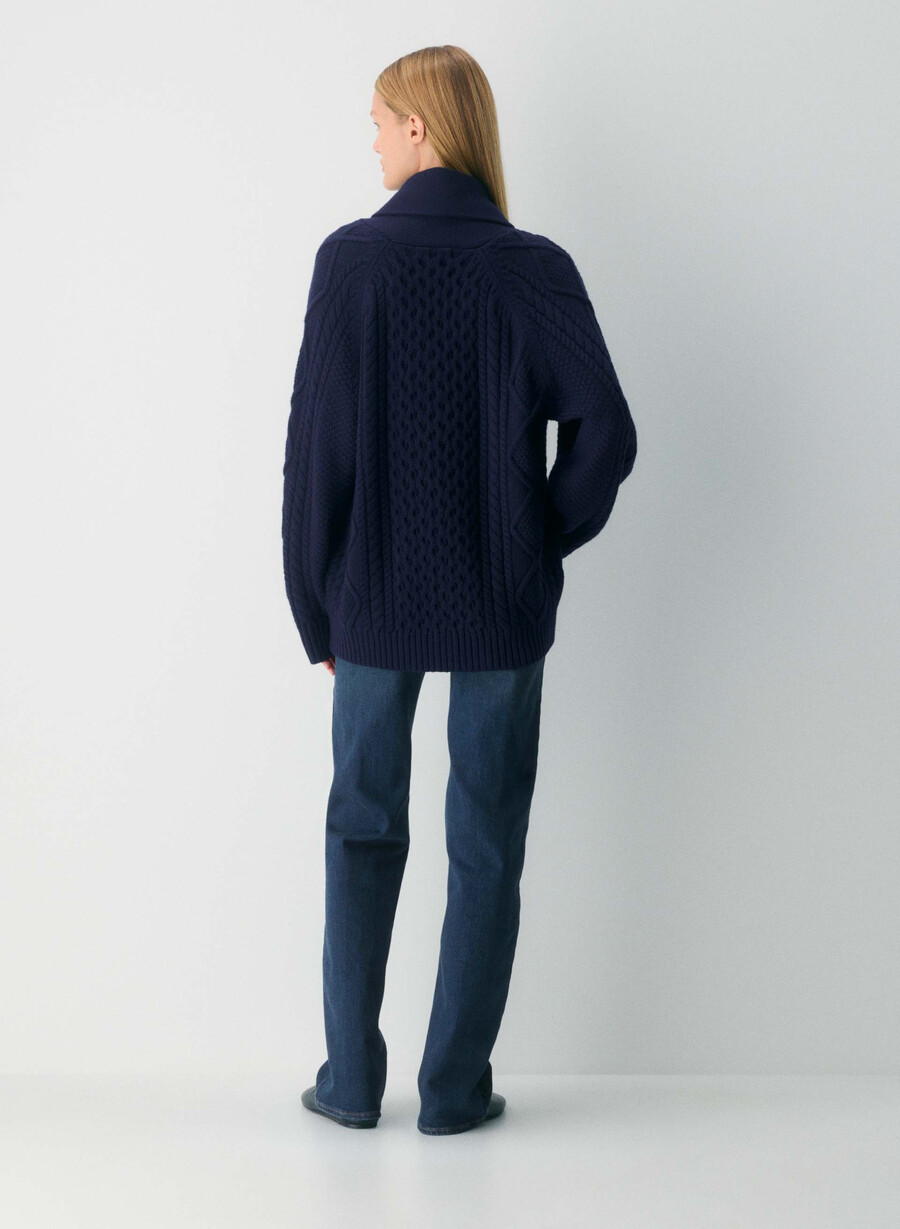 cardigan in lana merino lavorato a maglia heritage admiral
