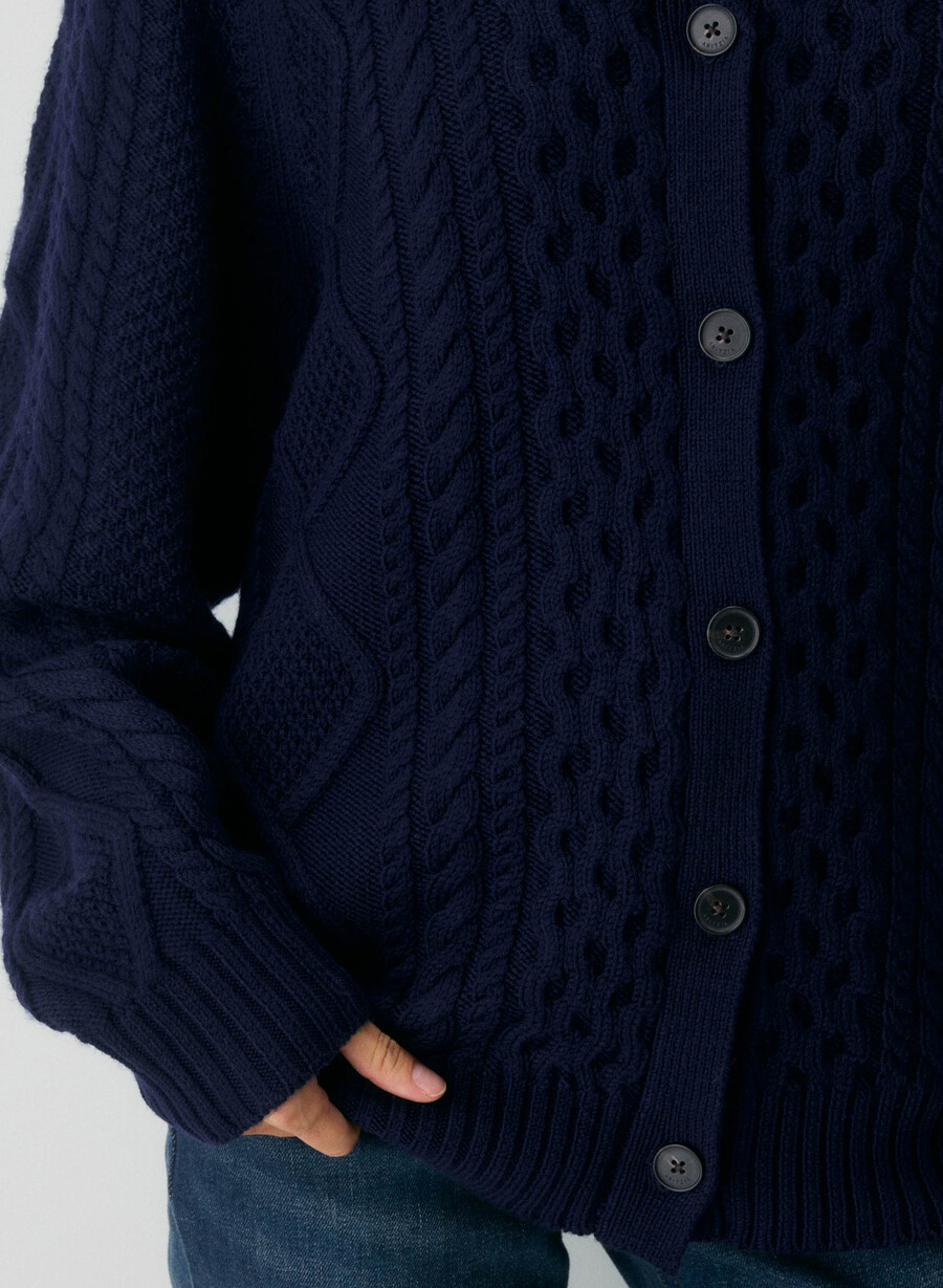 cardigan in lana merino lavorato a maglia heritage admiral