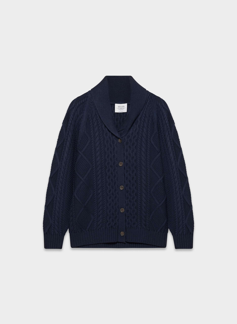 cardigan in lana merino lavorato a maglia heritage admiral