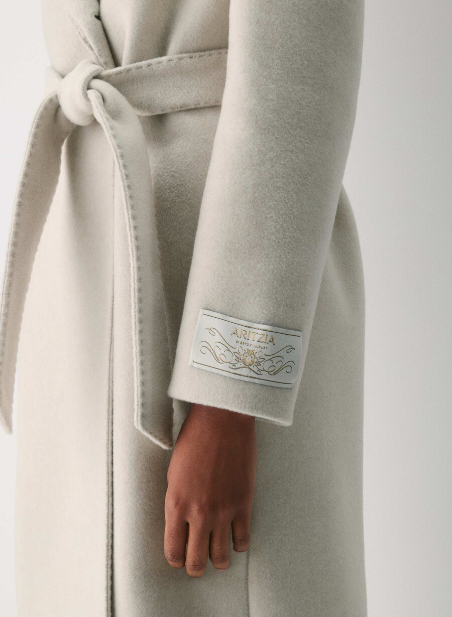 il cappotto emilie - morbido cashmere di lana e melange chiaro farina davena