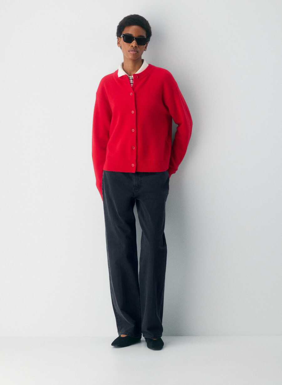 cardigan essential cashmere allegory rosso lampeggiante