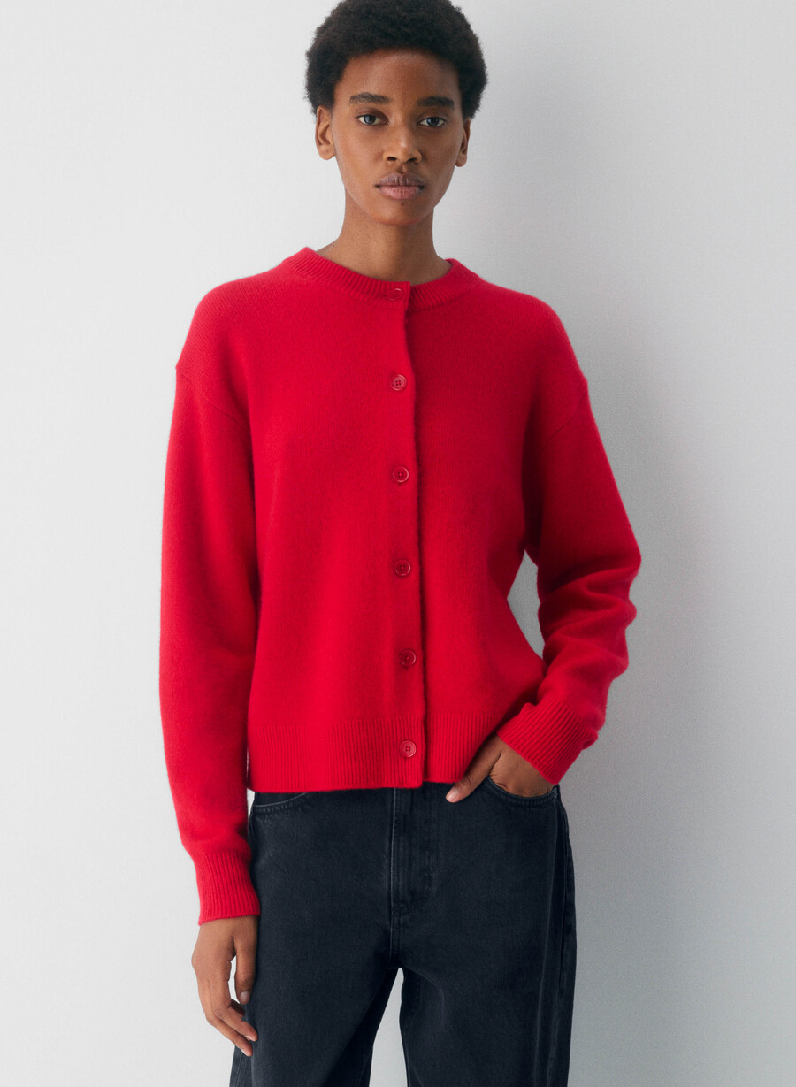 cardigan essential cashmere allegory rosso lampeggiante