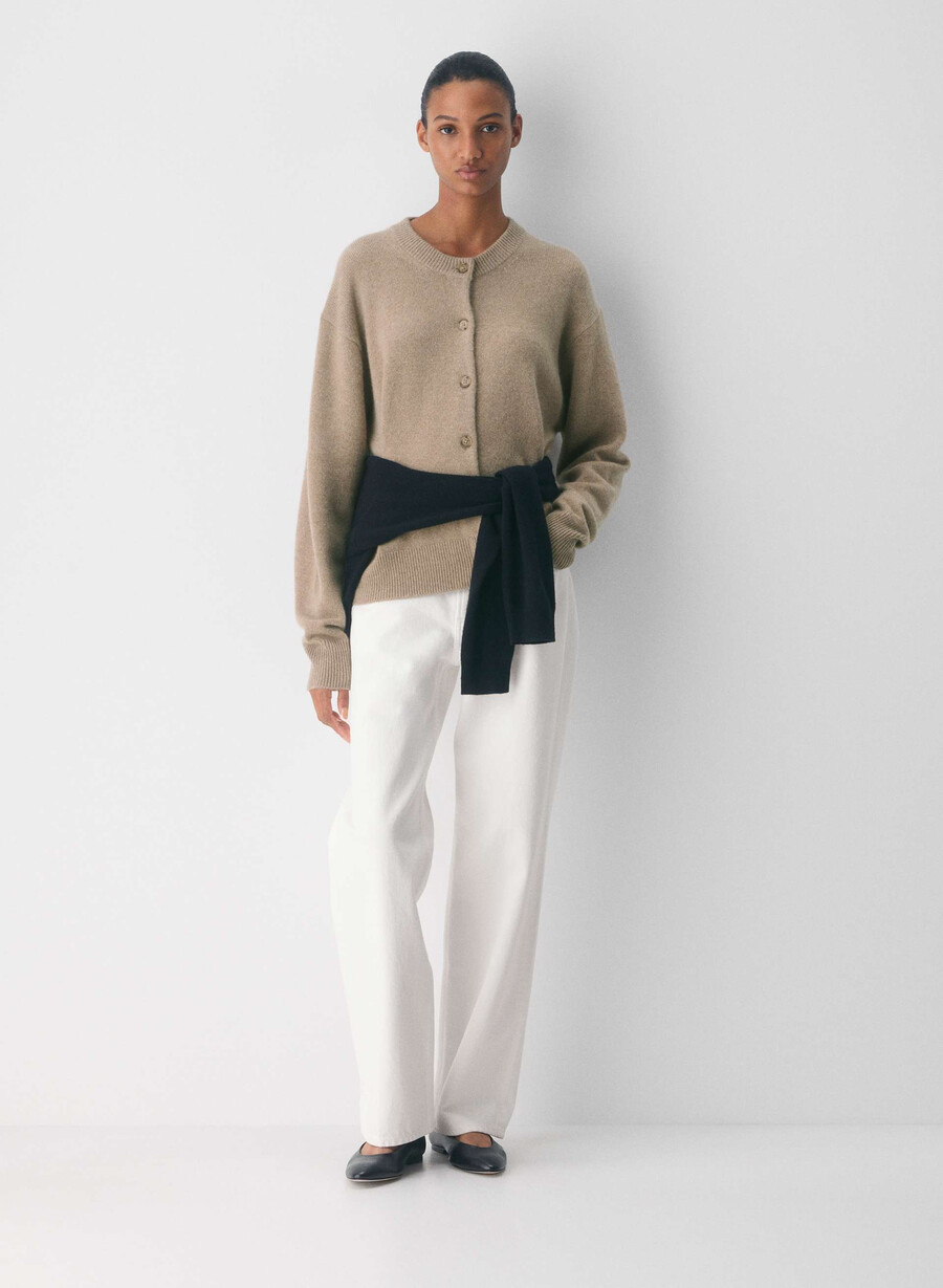 cardigan essential cashmere allegory heather nomad taupe