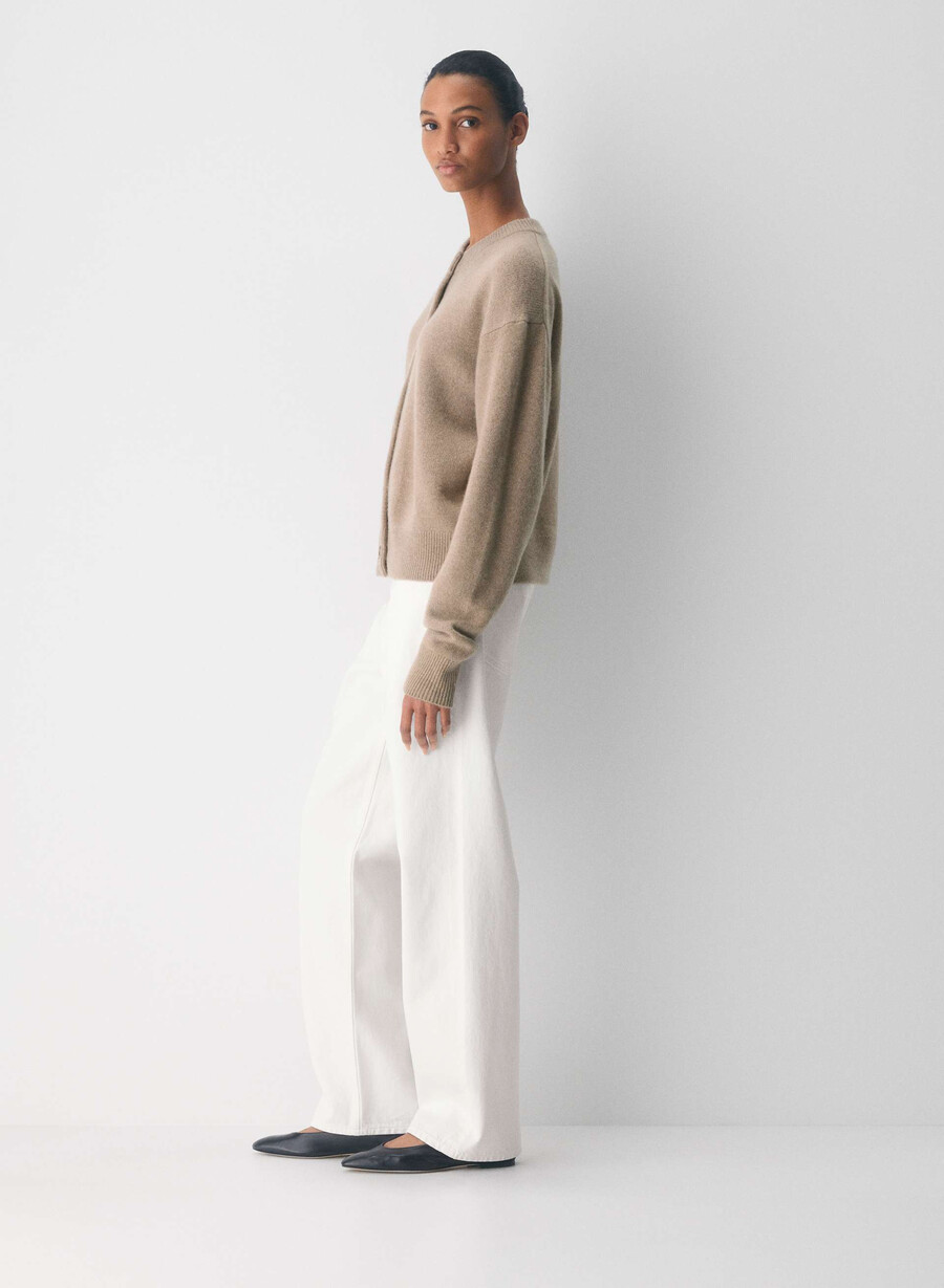 cardigan essential cashmere allegory heather nomad taupe