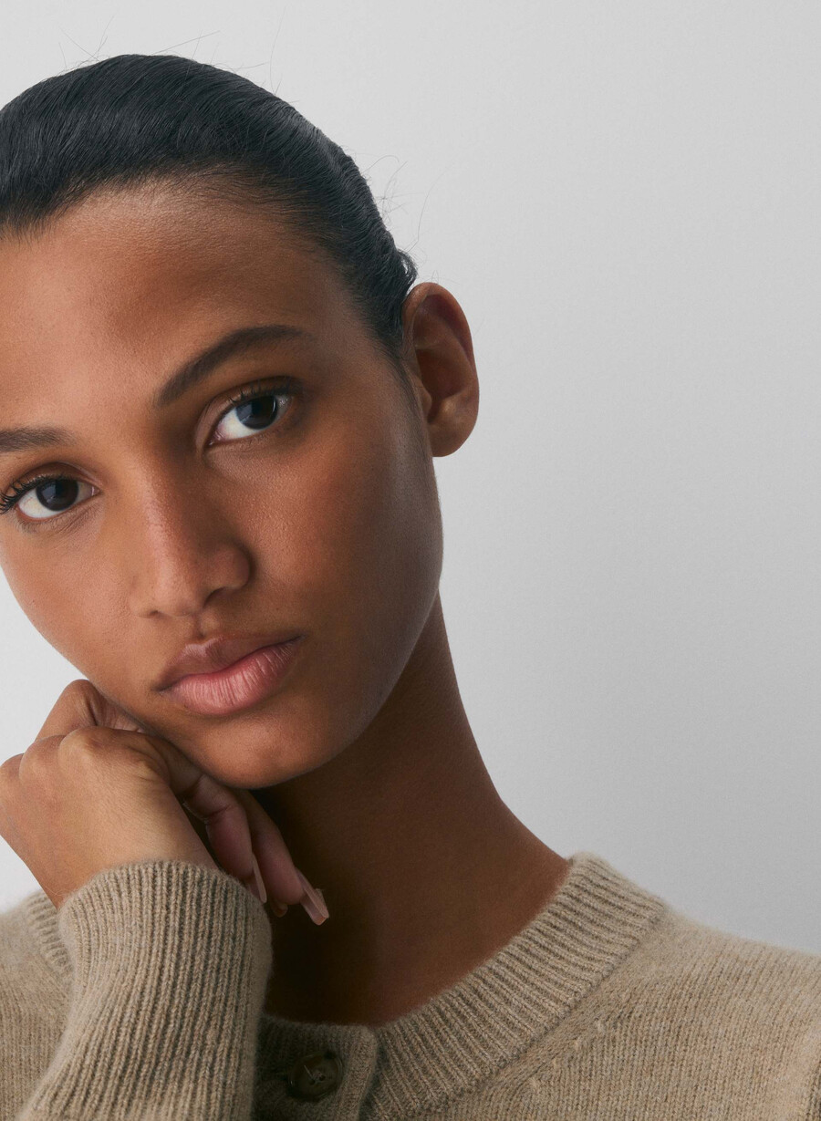 cardigan essential cashmere allegory heather nomad taupe