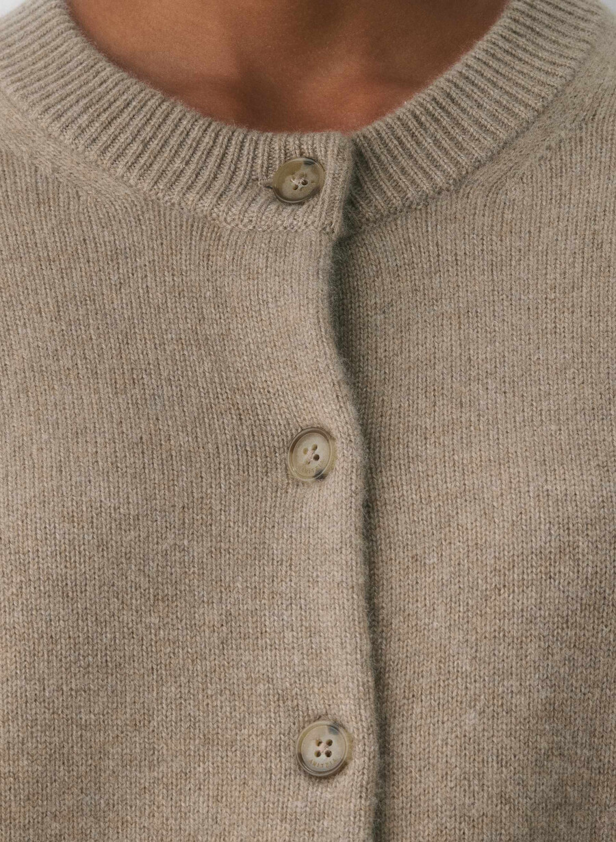 cardigan essential cashmere allegory heather nomad taupe