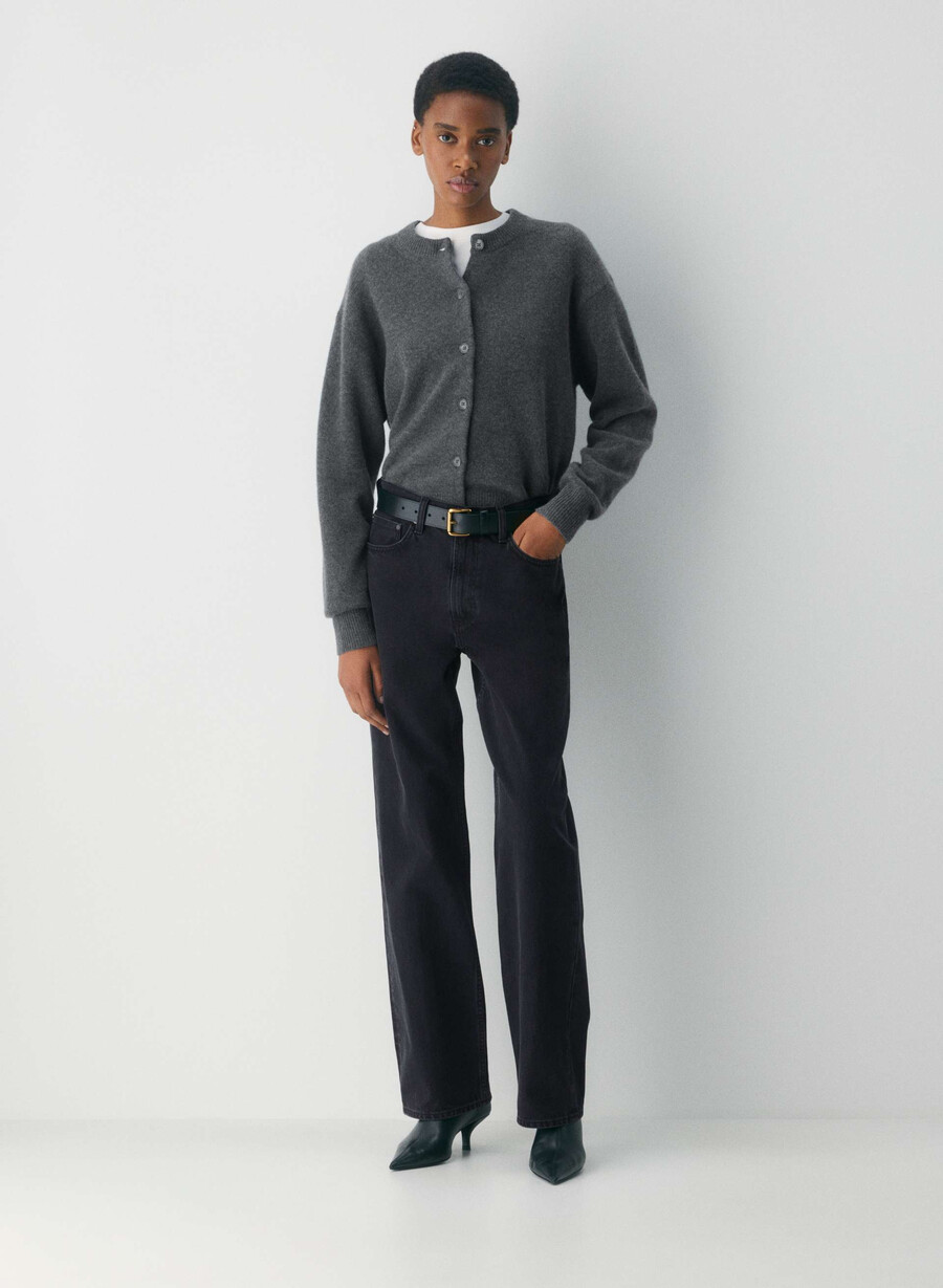 cardigan essential cashmere allegory heather charcoal