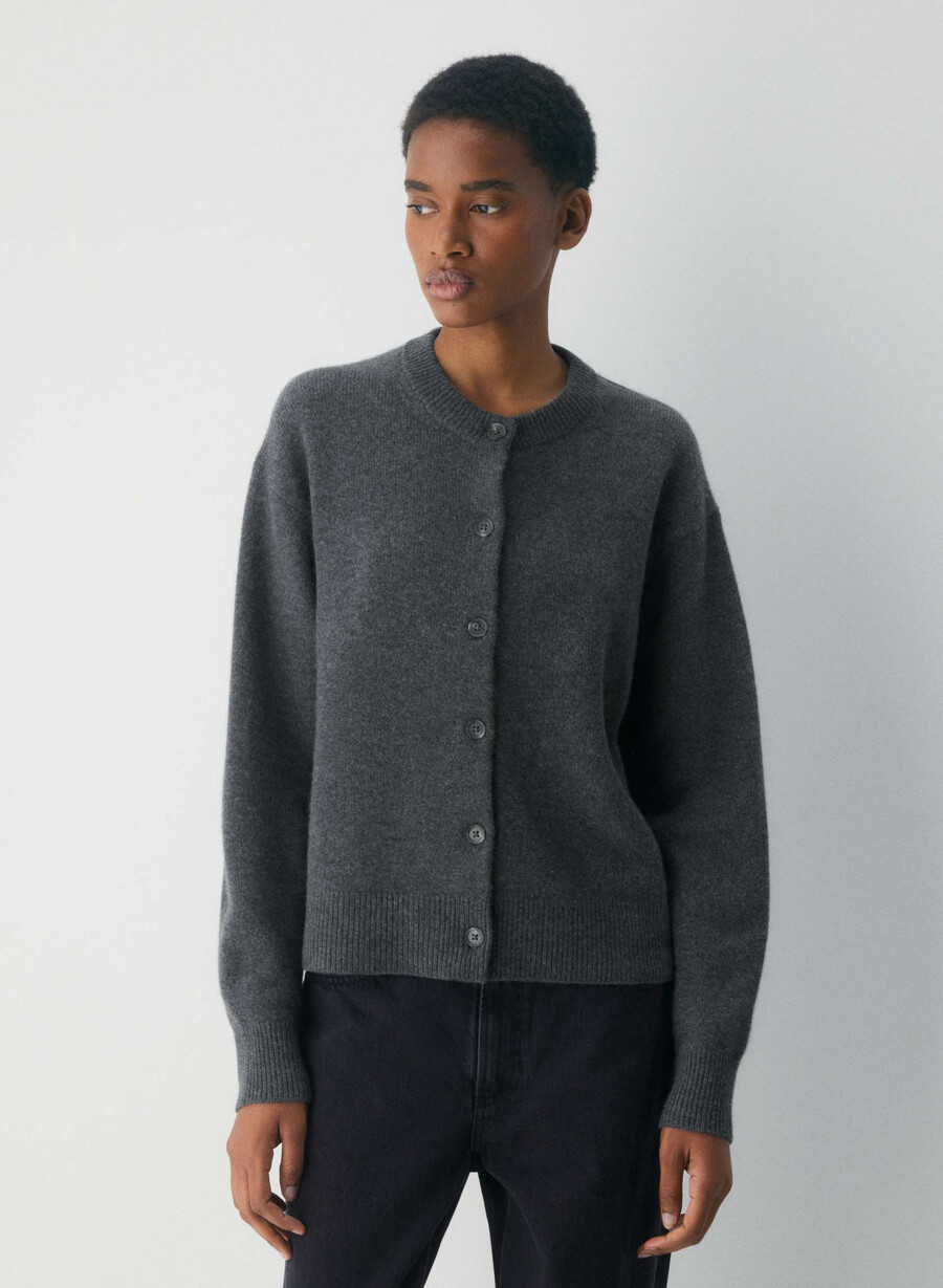 cardigan essential cashmere allegory heather charcoal