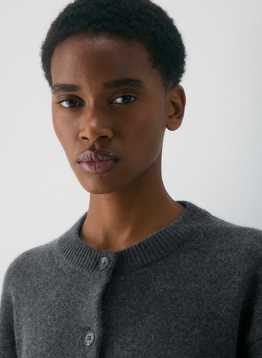 cardigan essential cashmere allegory heather charcoal