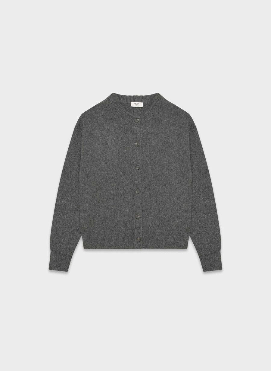 cardigan essential cashmere allegory heather charcoal