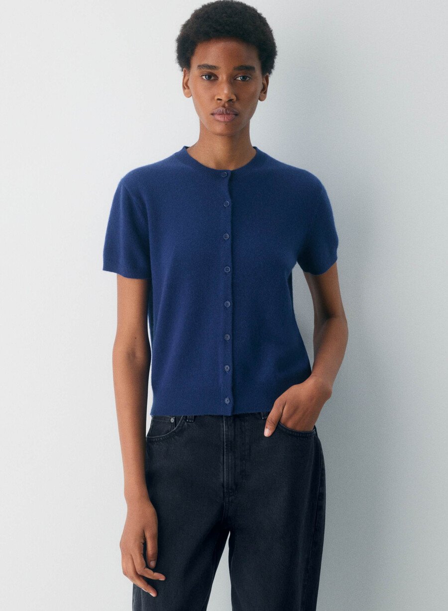 cardigan degno di nota in cashmere nudo byron blue