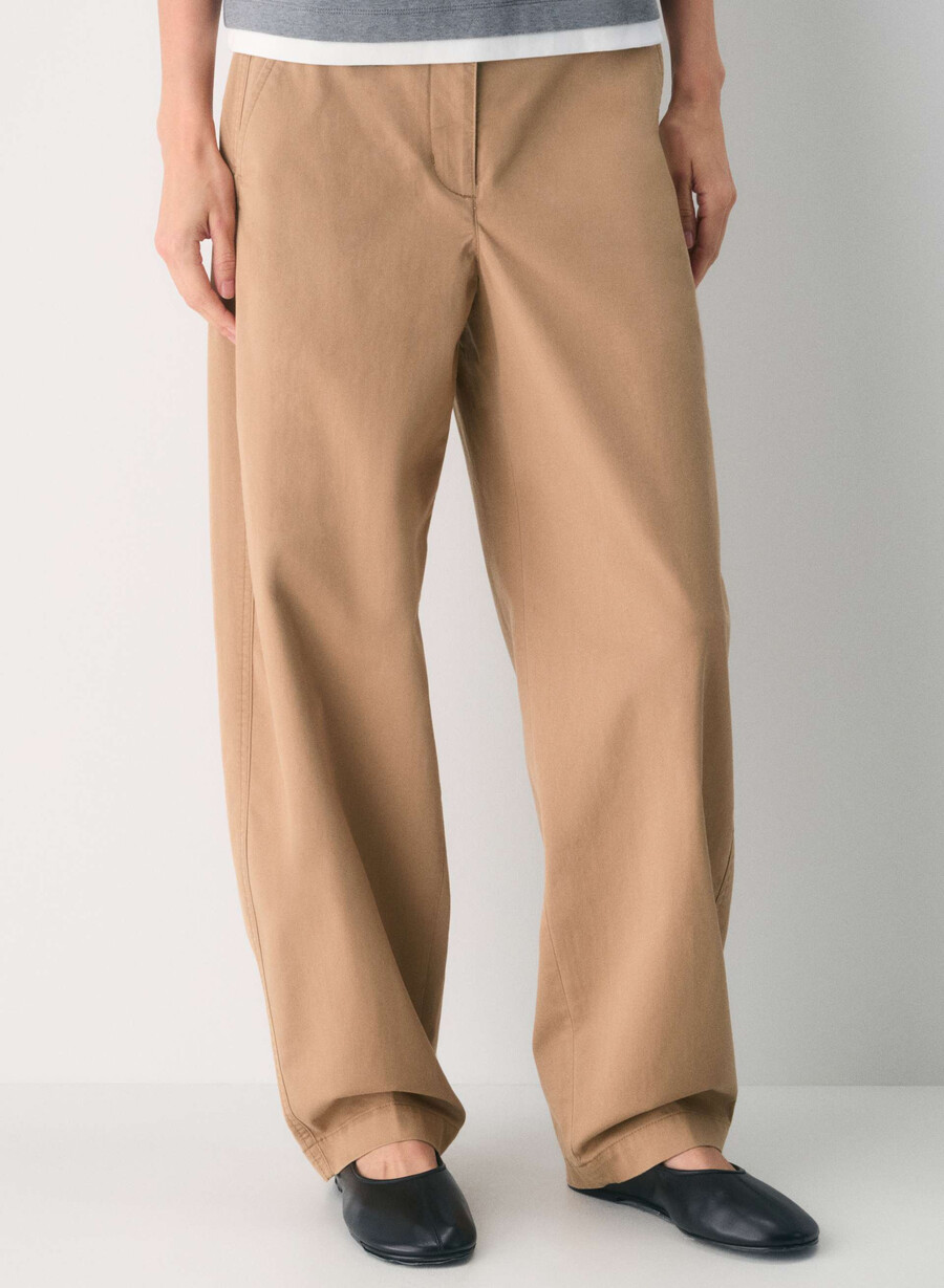 pantaloni chino relaxed a vita alta color bronzo lavato cammello