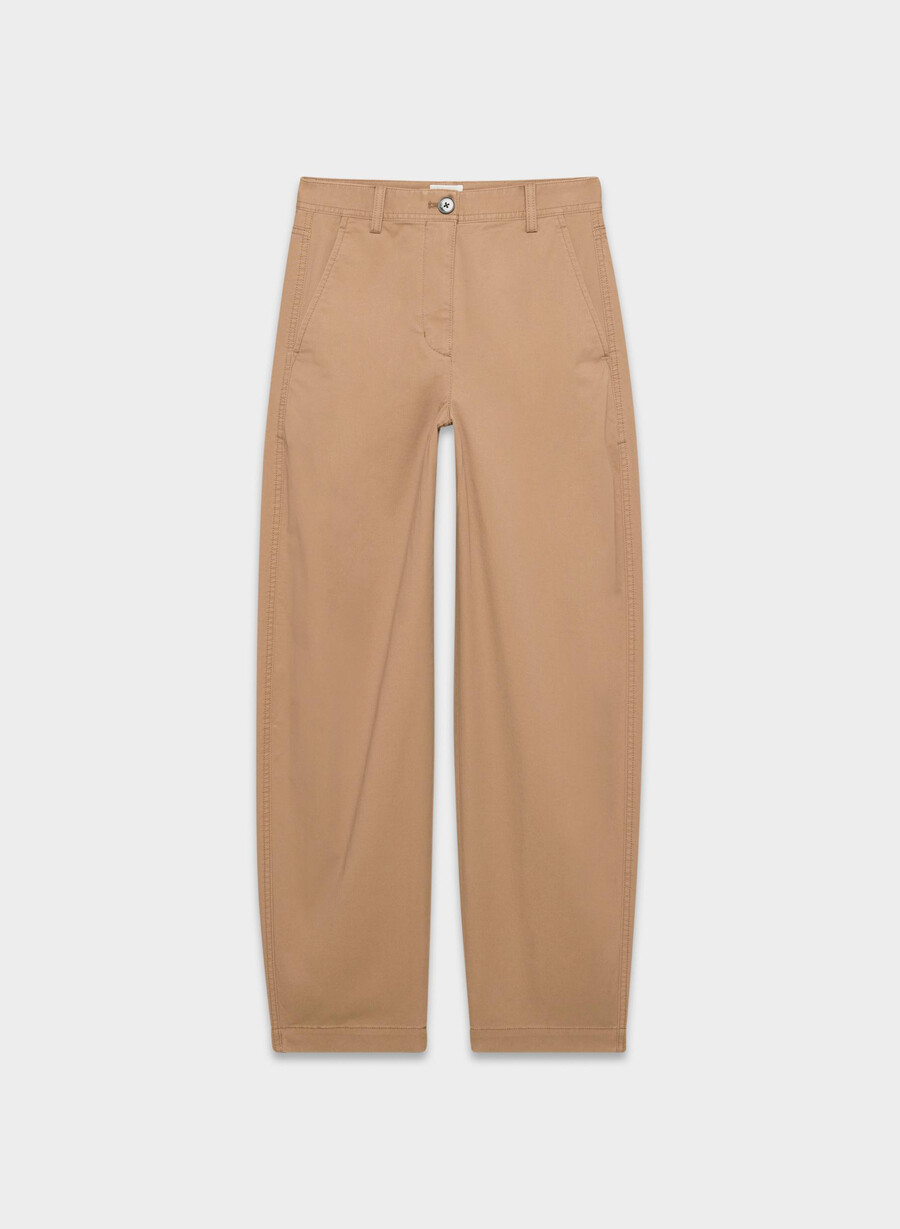 pantaloni chino relaxed a vita alta color bronzo lavato cammello