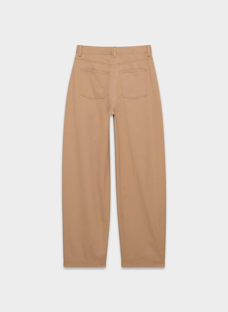 pantaloni chino relaxed a vita alta color bronzo lavato cammello