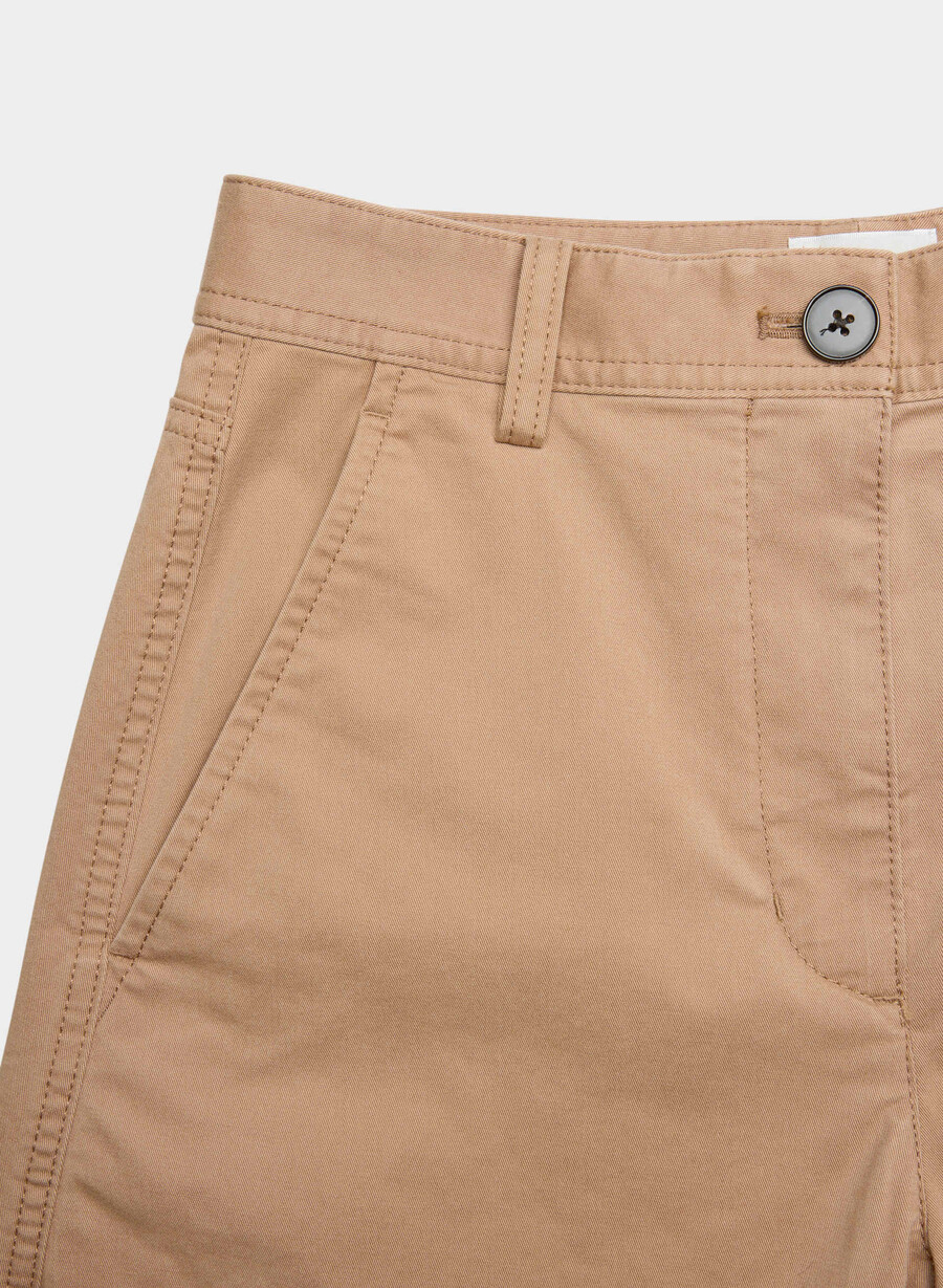 pantaloni chino relaxed a vita alta color bronzo lavato cammello