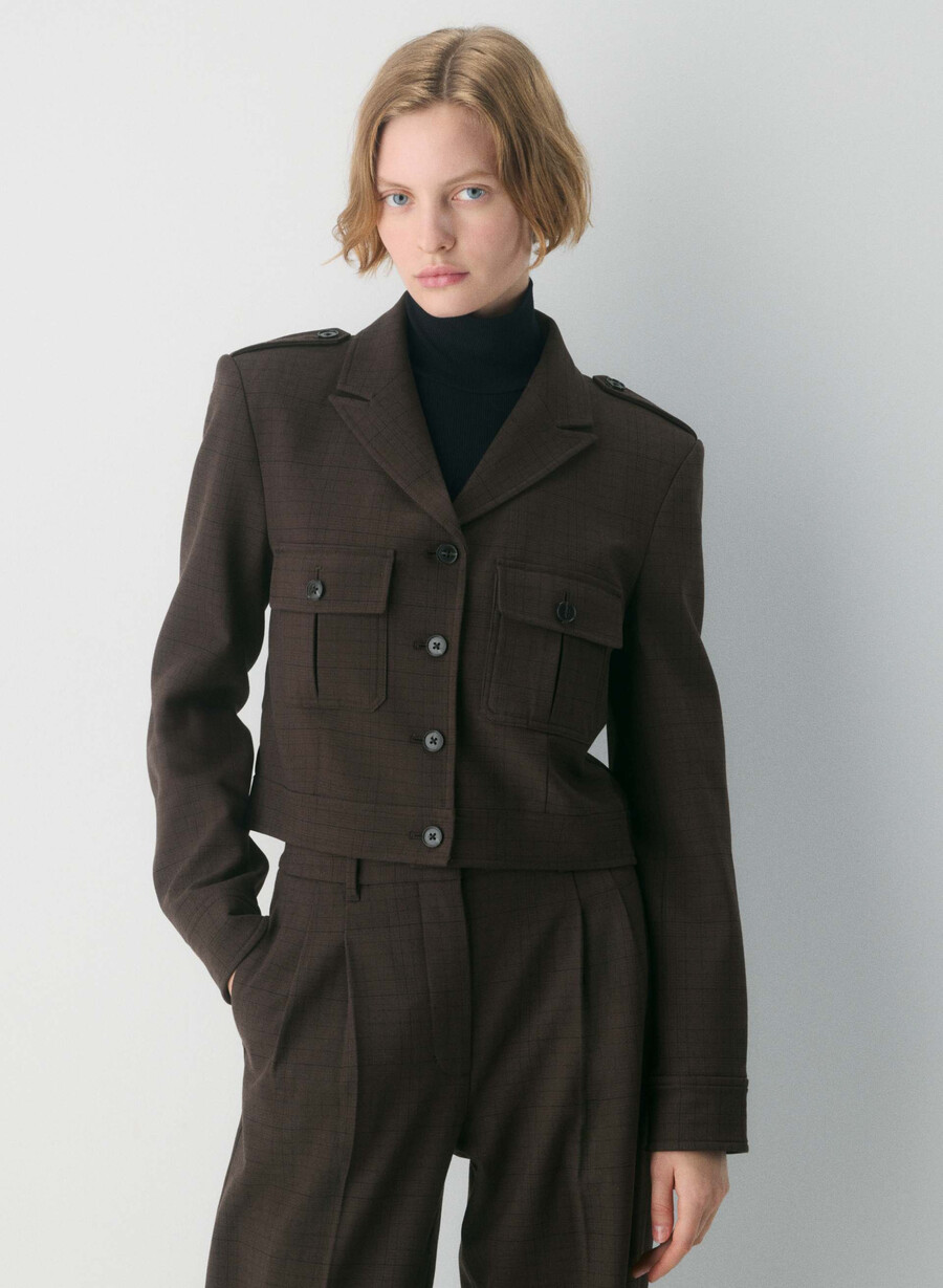 giacca march - twill sanford chk rm brblk