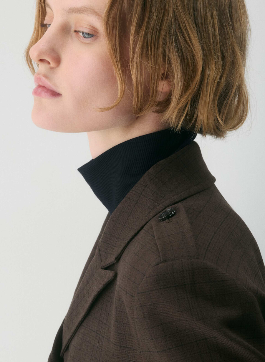giacca march - twill sanford chk rm brblk