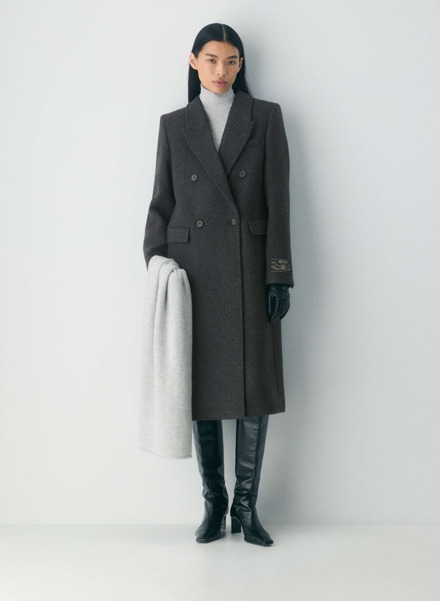 cappotto the constant - lana e cashmere di lusso heather charcoal